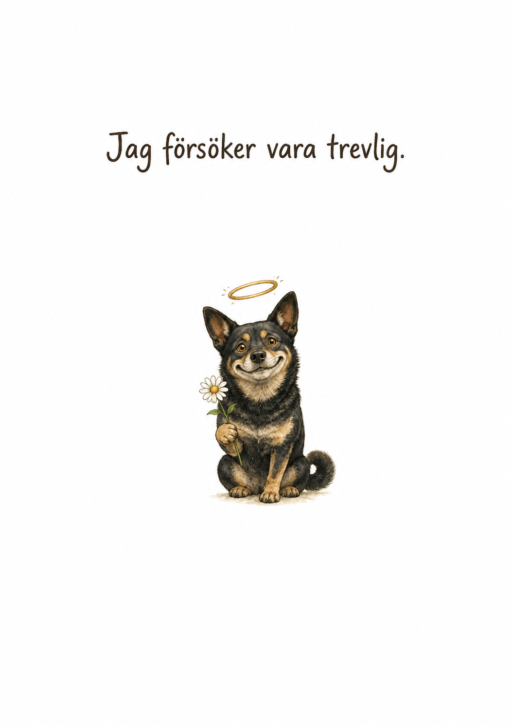 Gnista diptyk tavla 1 med texten Jag försöker vara trevlig