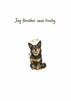 Gnista diptyk tavla 1 med texten Jag försöker vara trevlig