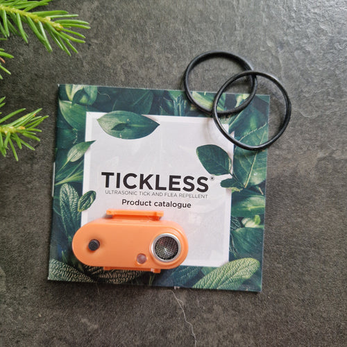 TICKLESS katt ultraljudsbaserat fästing- och loppskydd med halsband och produktkatalog