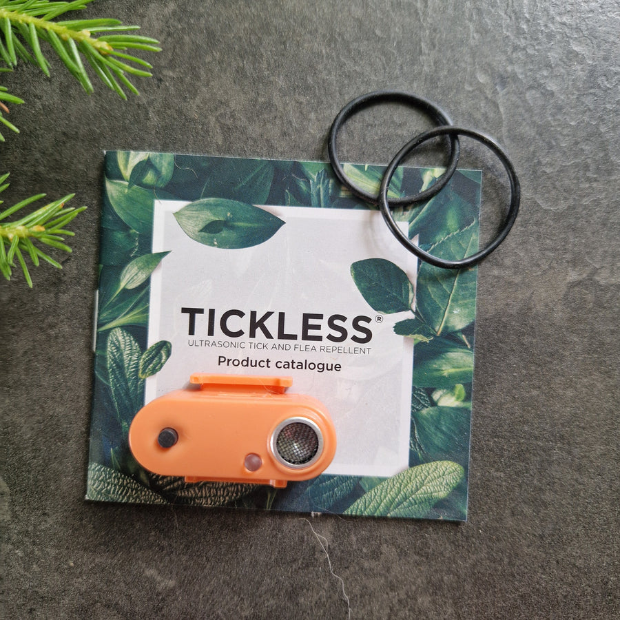 TICKLESS katt ultraljudsbaserat fästing- och loppskydd med halsband och produktkatalog