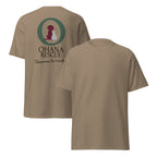 Ohana Bas-T-shirt i Brown Savana, fram- och baksida med Ohana-tryck