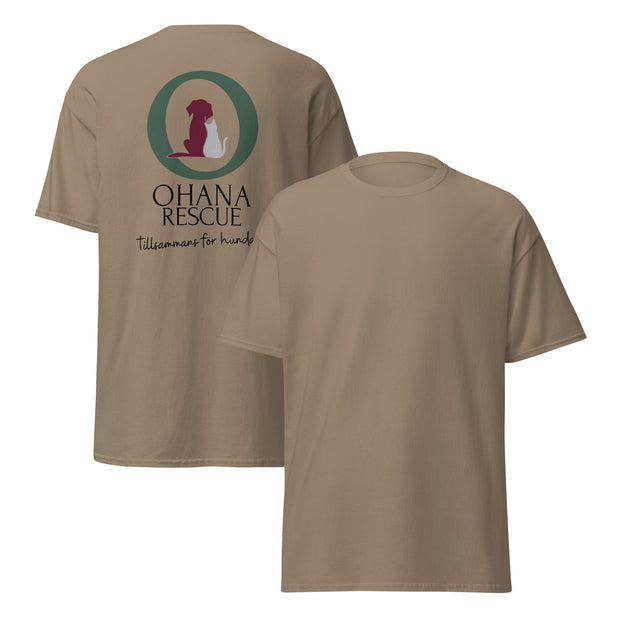 Ohana Bas-T-shirt i Brown Savana, fram- och baksida med Ohana-tryck