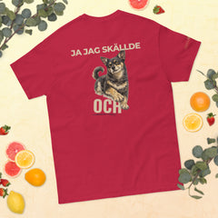 Gnista t-shirt i Cardinal med ryggtryck Ja jag skällde och