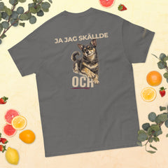 Gnista t-shirt i Charcoal med ryggtryck Ja jag skällde och