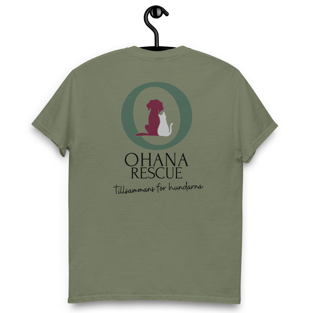 Ohana Bas-T-shirt i Military Green, baksida med Ohana-tryck