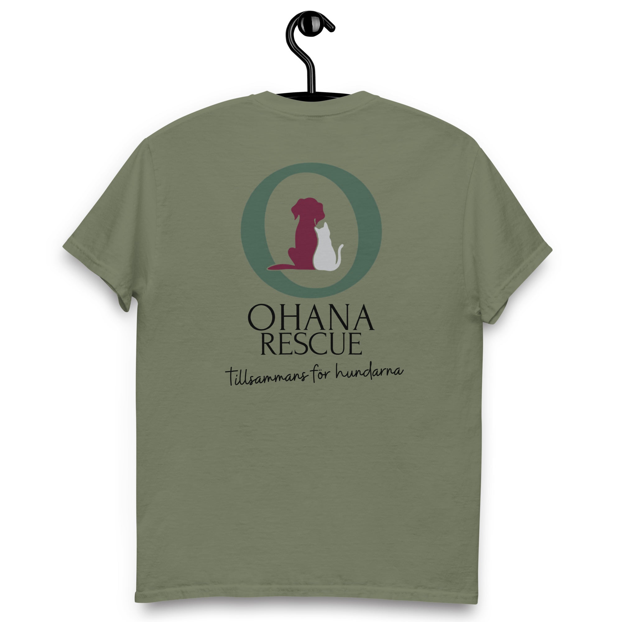 Ohana Bas-T-shirt i Military Green, baksida med Ohana-tryck