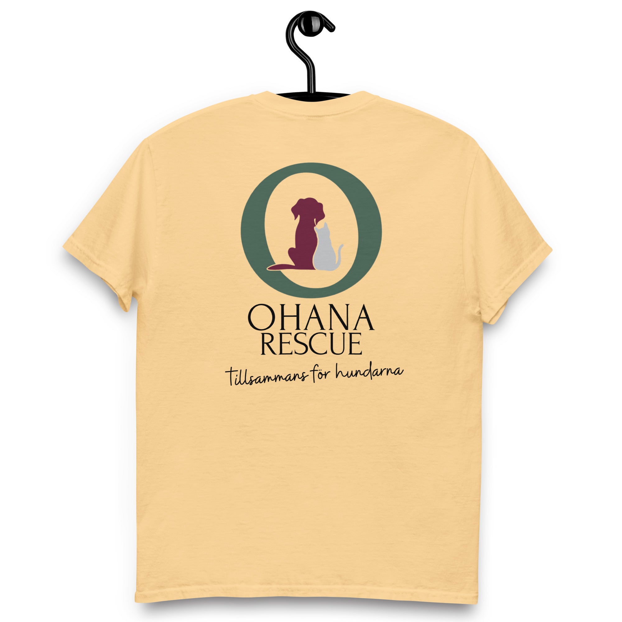 Ohana Bas-T-shirt i Yellow Haze, baksida med Ohana-tryck