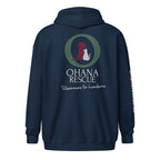 Ohana zip hoodie i navy med tryck på ryggen
