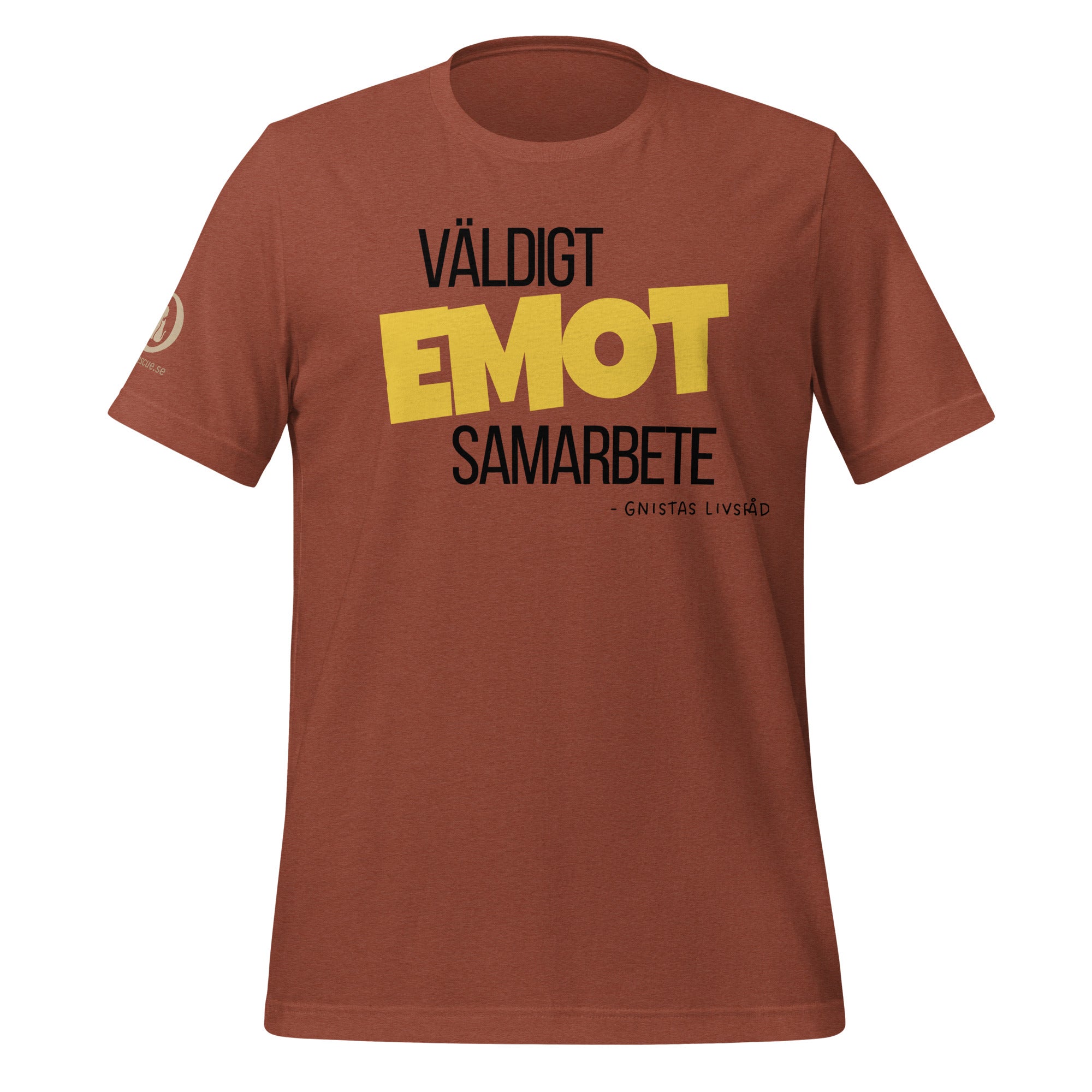 Väldigt EMOT samarbete t-shirt i heather clay med Gnista-tryck