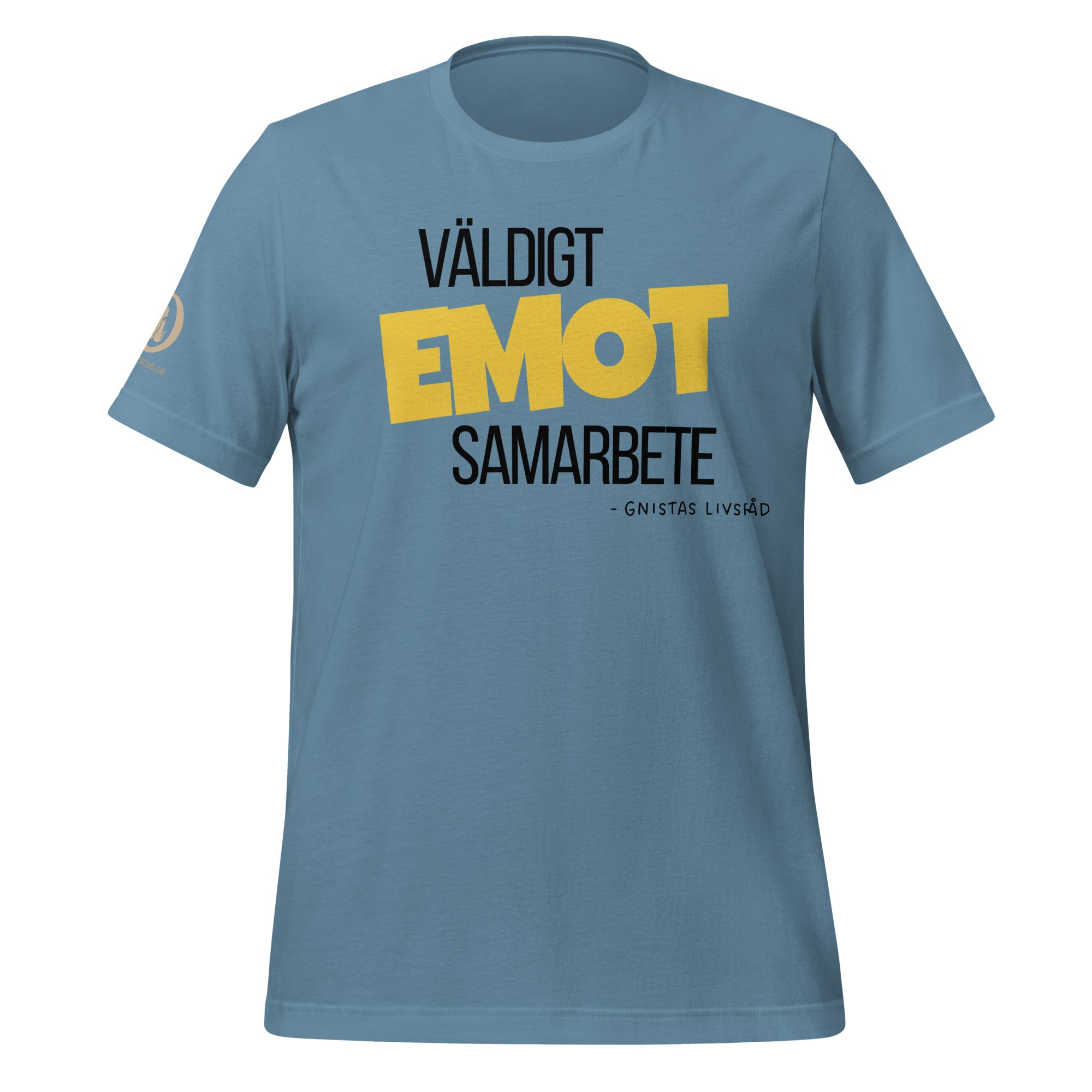Väldigt EMOT samarbete t-shirt i steel blue med rolig text